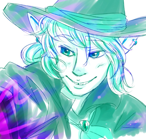 fox7xd-drawings:did I mention I love Taako? [image: a drawing in mostly green colors of Taako from t