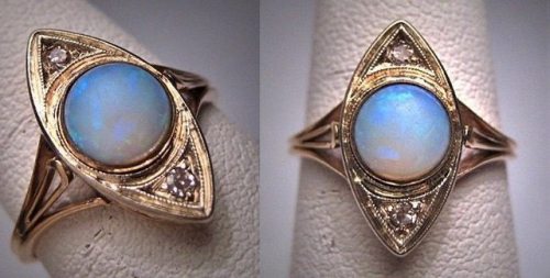opaldome:Gold art deco opal ring