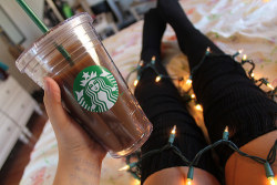 fos-ter:  Starbucks ft. thigh high socks and Christmas lights 