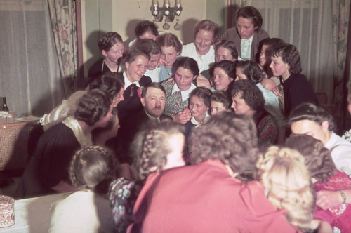 Adolf Hitler surrounded by adoring Austrian women and girls  by Hugo Jaeger    1