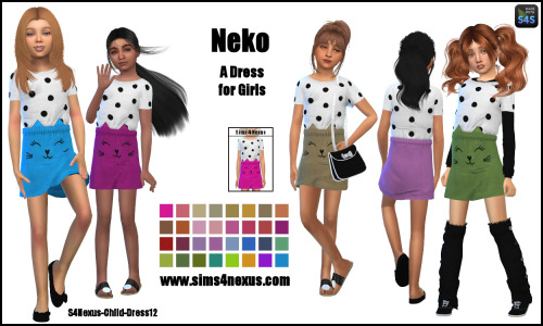 sims4nexus: Neko -A Dress for Girls &amp; Toddler Girls- | GO TO DOWNLOAD PAGE | Thanks so much 