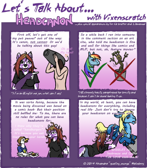 XXX ask-wiggles:  vixenscratch:  I have headcanons photo