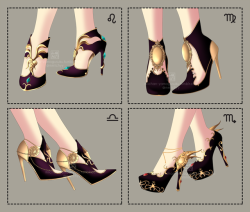 miichan-yamagusuku:High heels inspired by Gold God Cloths～ Gold & White ～ and ～ Gold & Bla