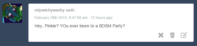 somescrub:  Not a very Pinkie type of party. I guess people would rather be evil