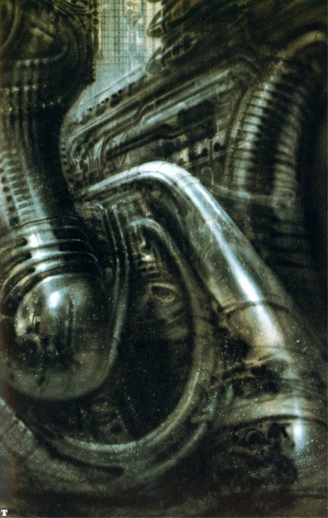 70sscifiart:HR Giger’s Biomechanical Landscapes