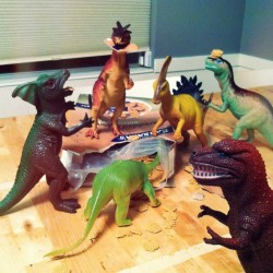 mrwcase:  Welcome to Dinovember A month-long imagination invasion.    &ldquo;Every year, my wife and I devote the month of November to convincing our children their plastic dinosaur figures come to life while they sleep. It began modestly enough. The