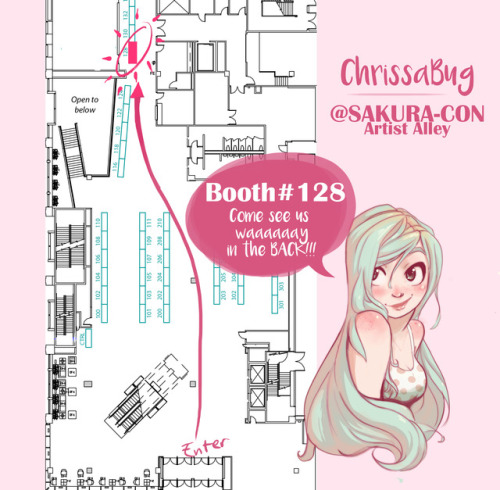 chrissabug: Come see me WAAAAY in the BACK of Artist Alley @sakuracon next weekend(4/14-16)! Booth#1