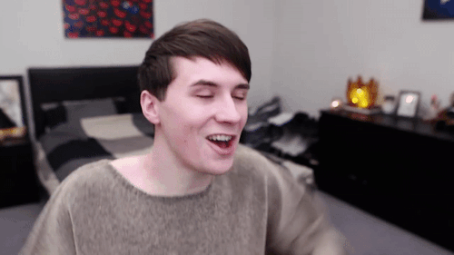 phan-ismy-religion:smiley boys  dan in the mirror reflection behind phil