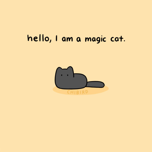 naamahdarling:  chibird:  The thrilling third episode of magic cat! I feel like their magic powers are getting better every time!  Chibird store | Positive pin club | Instagram     But magic cat, you had no hands to begin with! 