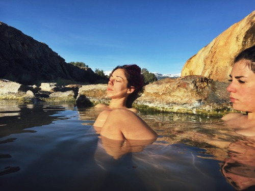 mountainmanda:  Travertine Hot Springs: Bridgeport, Ca  Want to see more groups of naked girls? Foll