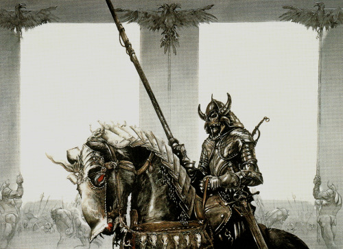hyborianbabe:  The Lieutenant of the Black Tower  by John Howe, 1979 