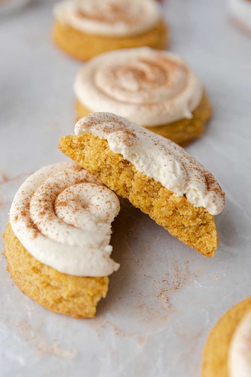 sweetoothgirl:  Frosted Caramel Pumpkin Cookies