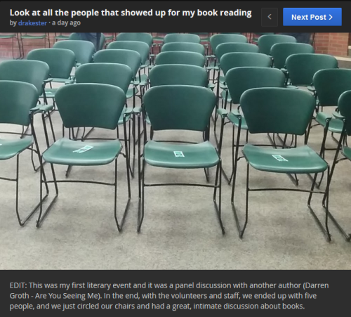 dork-bajir: Yesterday an author posted on reddit about how nobody showed up to his reading so Brando
