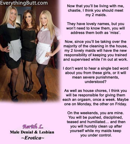 If you enjoy my captions, check out my Male Chastity and Lesbian Denial Books:https://www.smashwords.com/profile/view/AerithLRead