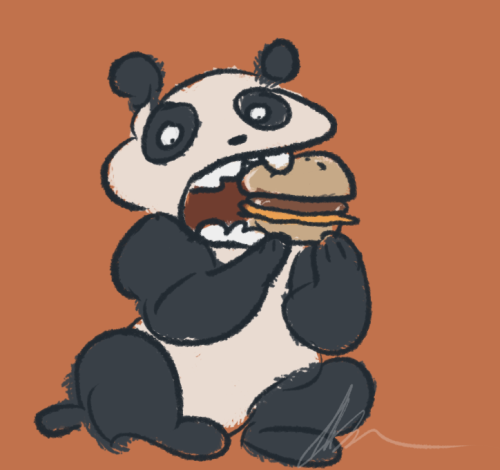 Last one! A panda eating a cheeseburger! that’s the last of the spam~ cheers