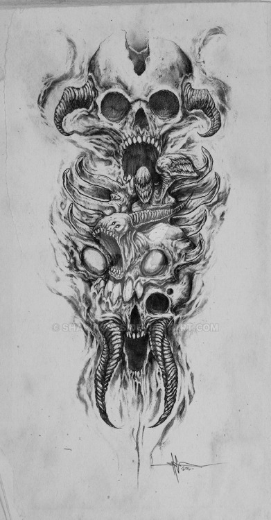 Skully Demon Abomination sleeve by ShawnCoss.