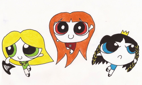 chilliberry:Noldor Powerpuff girls!Featuring:Blossom/MaedhrosBubbles/FinrodButtercup/FingonI swapped