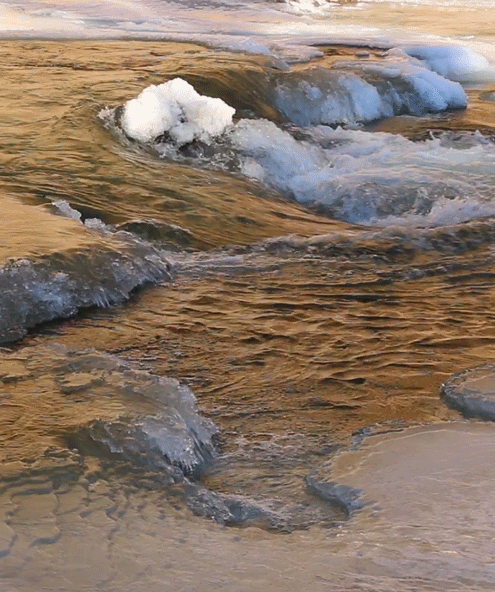rivermusic:  Wild Watercolors: Ice, Light and a Mountain River at Twilight gif by rivermusic, January 10, 2016 