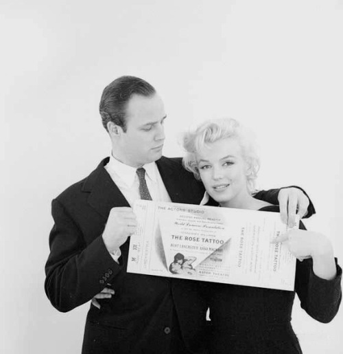 Marilyn Monroe and Marlon Brando photographed for the Actor’s Studio benefit, The Rose Tattoo.
