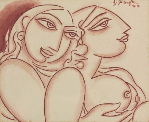 topcat77:George Keyt   b.1901  Indian painter The Lovers