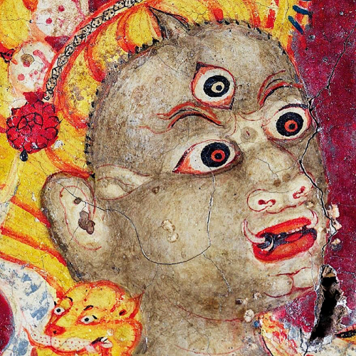 Dharmapāla protector of Buddhist Alchi monastery, painting of shrine. Ladakh, India ~ 12th century• 