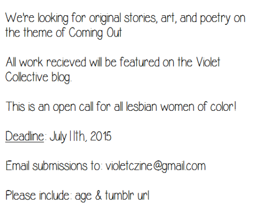 vczine: Submissions are now open!Some ideas to get you started: Share your personal coming out stori