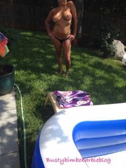 bustybimbobarbieblog:  A little topless tanning for this Bimbo!  Bimbo’s must maintain a pretty glow!