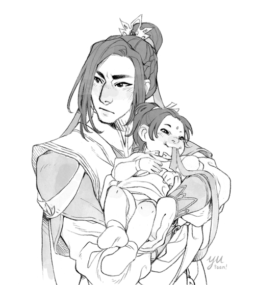 yutaan:Jiang Cheng holding various babies!