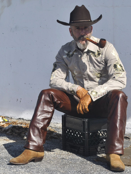 November 28, 2013.  Leather Cowboy Series.  Custom leather pants by Jason Pelky of Leatherwerks, Ft.