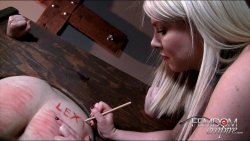 Slavewade:  After Giving My Ass A Hard Thrashing Mistress  Lexi Carves Her Name Into