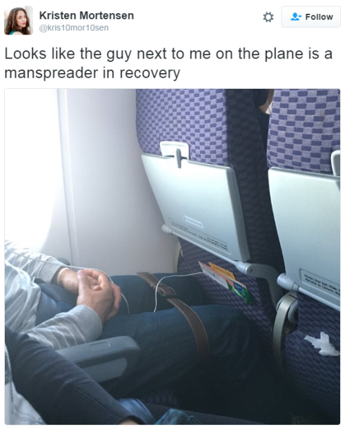illogical-bullshit:  qimick:  egaylitarian:  our-discourse:  thetrippytrip:      I have never seen a well mannered man on a plane - enjoy!     Actually people with Tourettes and epilepsy wear those to stop themselves from kicking people when they have