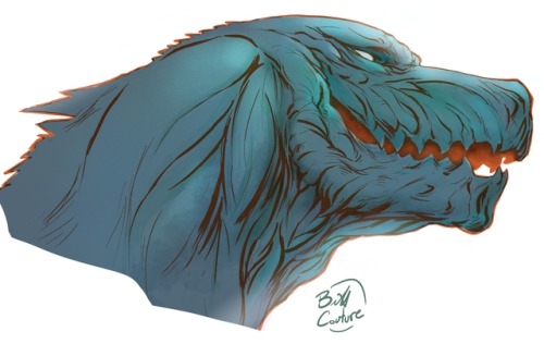 Godzilla Monster Planet print, colored and b&amp;w and close up.  Really pumped for the ani