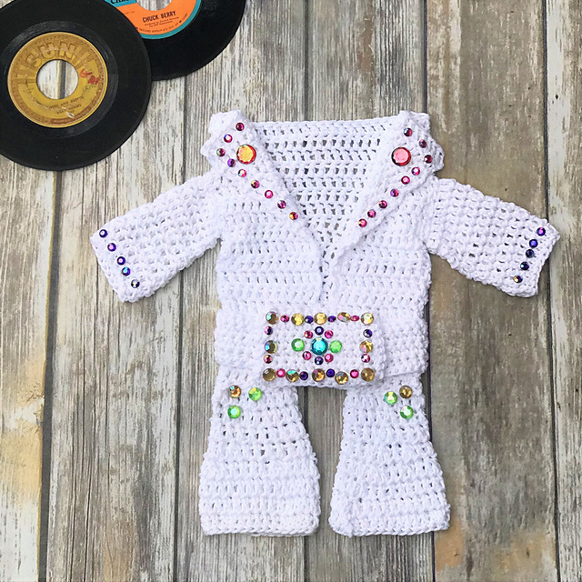 Crochet an Elvis Presley 'Aloha Hawaii' Baby Onesie Jumpsuit: 👉 