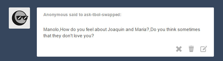 ask-tbol-swapped:  Manolo: But ruling our own realms does make us somewhat distant…