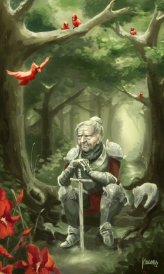 kenthedm-inspiration:  bardicknowledgeblogger:  heroineimages:  kinsara:  Tired Warrior My wonderful grandmother passed away earlier this summer; I wanted to make a painting in her honor. It isn’t meant to look like her so much as invoke the peaceful