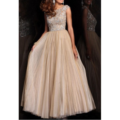 Sex 2015promdress:    Champagne Beads long prom pictures