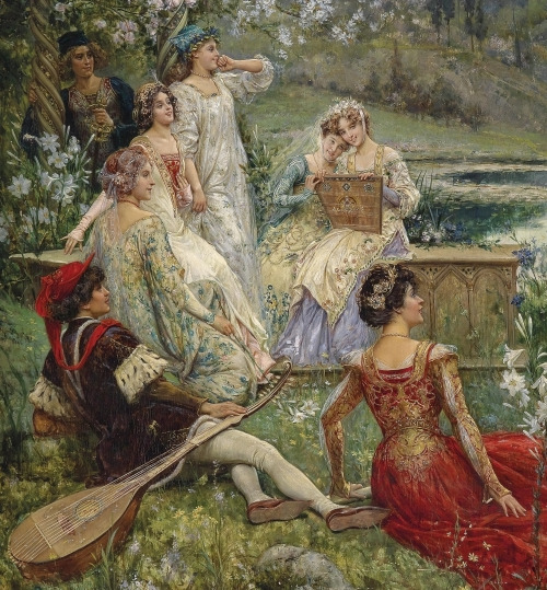 mysteriousartcentury:Salvatore Postiglione (1861-1906), Scene of the Narration of the Decameron, 190