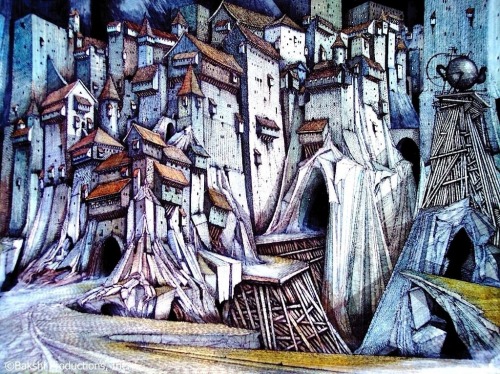 boomerstarkiller67:“Wizards” animation backgrounds by Ian Miller (1977)