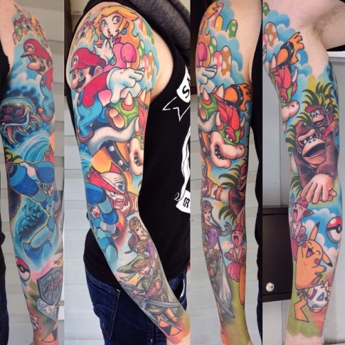 Nintendo sleeve by David Bruehl I almost got this guy to Tattoo me til he moved to florida…..