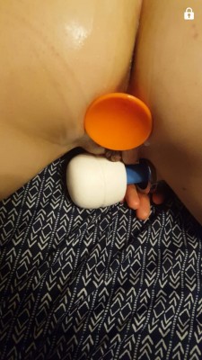 fitbicouple:  http://www.fitbicouple.tumblr.com   I know how much hubby wants to fuck my ass so I let him plug my ass made him make me cum 3 times then unlocked him.  He was so excited thinking he was finally going to get to fuck my ass. I took my gaping