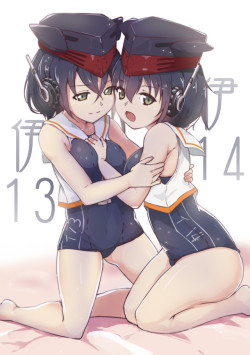 i-13 and i-14 (kantai collection) drawn by wo jianqiang fu guo - Danbooru