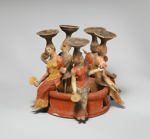 didoofcarthage: Thymiaterion (incense burner) with group of women seated around a well head  Gr