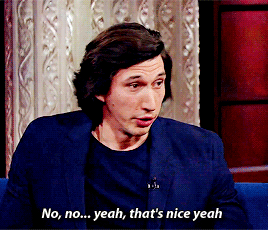 beneffleck:  Adam Driver getting flustered after being complimented 