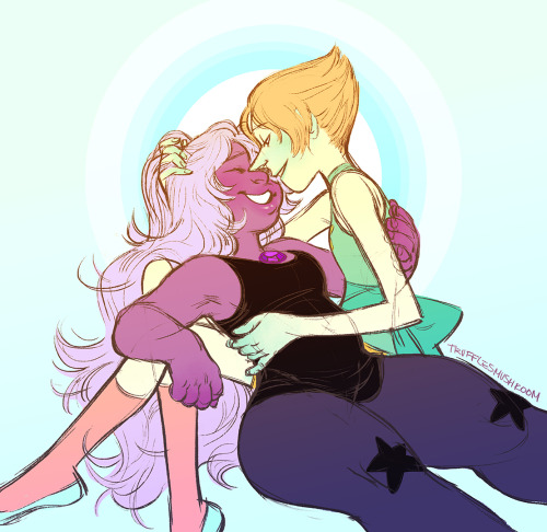 trufflesmushroom:  I have a dirty confession to make. Before Peridot came crashing in, Truffs was… A PEARLMETHYST SHIPPER!!!! And y’know what, I still am! I drew these cuties about a hundred times before I started posting my sketches on tumblr, but