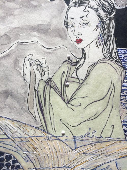 not-xpr-art:A Chinese Mermaid (鲛人 (jiāorén)) - mixed media painting (10/2020)(done as part of a draw