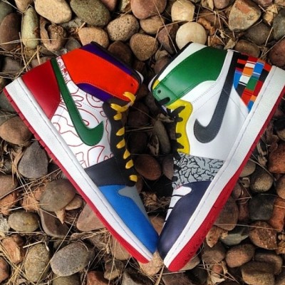 “What The 1’s” AJ1 customs by @boog_customs, up on @Sneakerfiles now! #sneakers