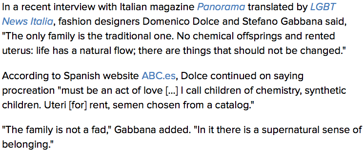 micdotcom:Dolce and Gabbana made some seriously homophobic comments — so Elton