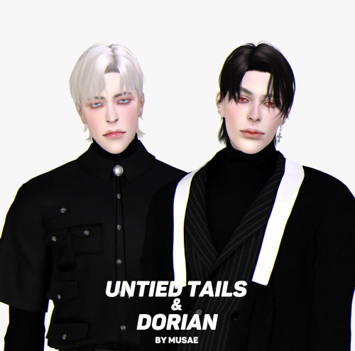 effiethejay:  Untied Tails(Requested) &amp; Dorian Hair for ts4  *new mesh* Mesh by me Texture b
