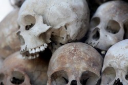 skulls remaining at the killing fields in phnom penh