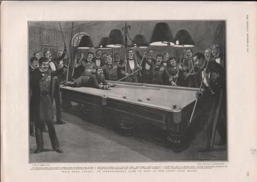 Japanese and British sailors playing a game of pool in Malta, World War I.During World War I Japan s